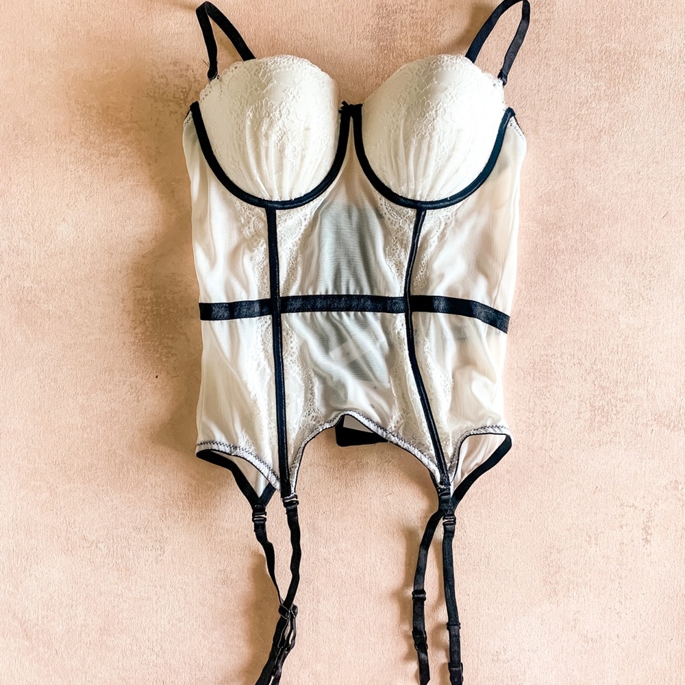 White and Black Gartered Bustier